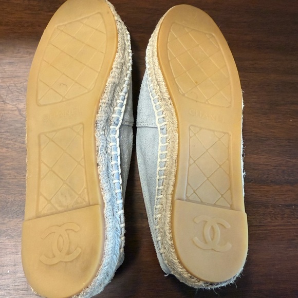 CHANEL Light Blue Suede Leather Espadrille Flats Shoes 37 - Picture 8 of 9